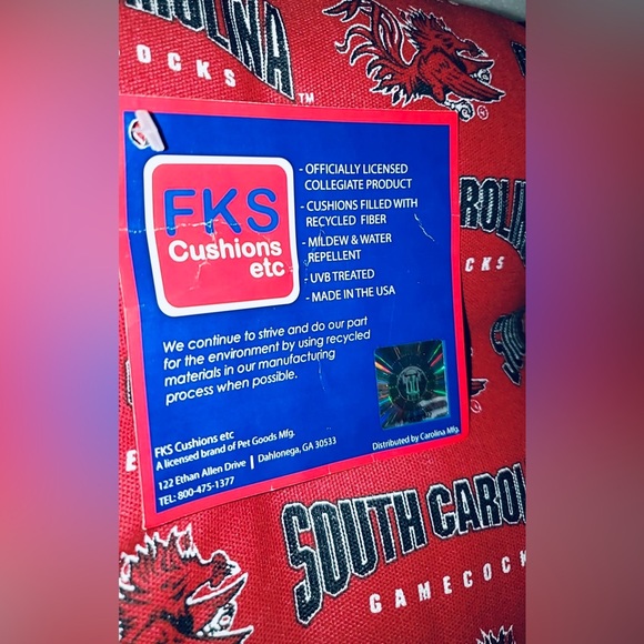 NWT South Carolina Rocker Back Cushion 22 x 17” | Cushion Pillow | Chair Cushion - Picture 3 of 3